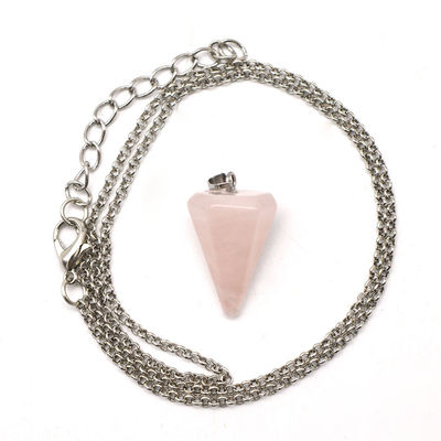 Pendolo di quarzo rosa naturale per l'allineamento dei chakra e la guarigione Reiki