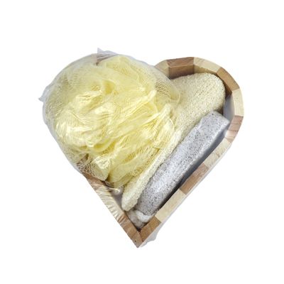 Attrezzature per la pulizia del corpo Set bagno in legno naturale a forma di amore per l'esperienza di spa