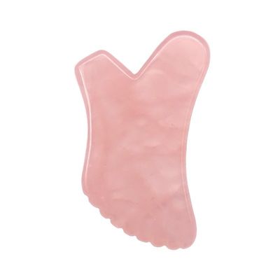 Logo personalizzato Strumento di massaggio corporeo naturale a quarzo rosa Gua Sha per la cura della pelle e la salute facciale