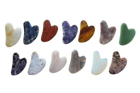 75*50mm Rose Quartz Jade Bian stone Sculpting Heart Gua Sha Face Sculpting Tool per il collo Spalla Massaggio spalla Anti-aging