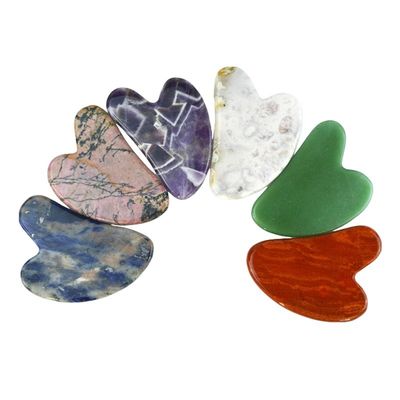 75*50mm Rose Quartz Jade Bian stone Sculpting Heart Gua Sha Face Sculpting Tool per il collo Spalla Massaggio spalla Anti-aging