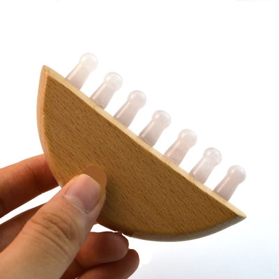 Combine per il massaggio dei capelli in legno rosa quarzo giada Guasha Meridiano Scalp Gua Sha Massager Combine per il massaggio dei capelli con funzione Gua Sha