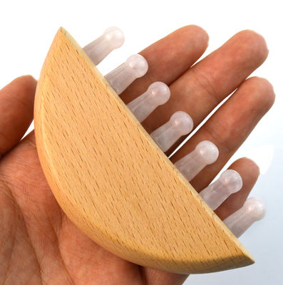 Combine per il massaggio dei capelli in legno rosa quarzo giada Guasha Meridiano Scalp Gua Sha Massager Combine per il massaggio dei capelli con funzione Gua Sha