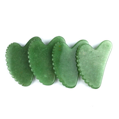Forma naturale del cuore Verde avventurino Giada Gua Sha Logo personalizzato Guasha Con denti Massaggio Faciale Bellezza Strumento Massaggio Muscolare