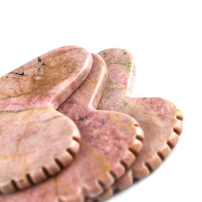 Muscoli del corpo Forma naturale del cuore Rodonite Pietra Gua Sha Scratching Board Denti Guasha Pietra Faciale Cosmetica Massaggio Strumento cura della pelle