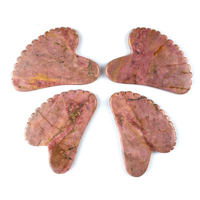Muscoli del corpo Forma naturale del cuore Rodonite Pietra Gua Sha Scratching Board Denti Guasha Pietra Faciale Cosmetica Massaggio Strumento cura della pelle
