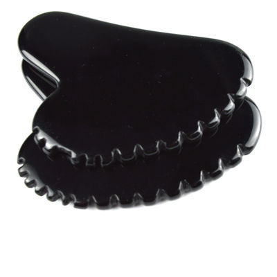 Forma naturale del cuore ossidiana Gua Sha Massaggio Strumento di raschiatura con denti Massaggio per la bellezza facciale Massaggio per la pelle Spa strumento per la cura della pelle