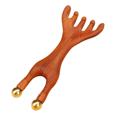 Corno di cervo rosso in forma di rame Scalpo Meridiano Massaggiatore Testa Gua Sha Massaggio pettine per contornare e sollevare le caratteristiche del viso