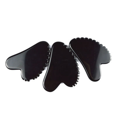 Forma naturale del cuore ossidiana Gua Sha Massaggio Strumento di raschiatura con denti Massaggio per la bellezza facciale Massaggio per la pelle Spa strumento per la cura della pelle