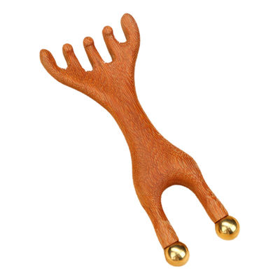 Corno di cervo rosso in forma di rame Scalpo Meridiano Massaggiatore Testa Gua Sha Massaggio pettine per contornare e sollevare le caratteristiche del viso