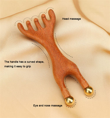 Corno di cervo rosso in forma di rame Scalpo Meridiano Massaggiatore Testa Gua Sha Massaggio pettine per contornare e sollevare le caratteristiche del viso