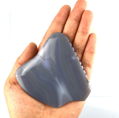 Strumento terapeutico di massaggio da raschiatura su misura 83g Agate grigio a righe Giada Gua Sha Pietra per viso e corpo