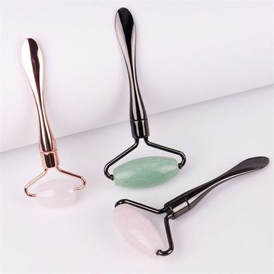 Disponibile il logo personalizzato. Dispositivo di bellezza per il lifting del viso in metallo per la cura della bellezza e set di rulli di giada.