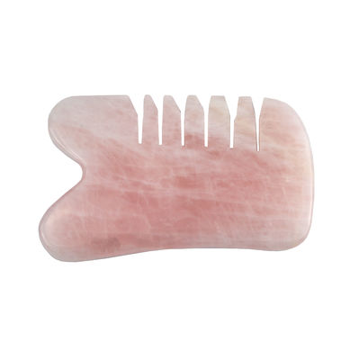 Massaggio della testa Rose Quartz Gua Sha Scalp Comb Tool per auto cura della pelle Spa Facial Lifting