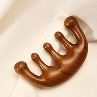 Strumento per il rilassamento del cuoio capelluto Capo di sandalo Gua Sha pettine da massaggio per la crescita dei capelli e per il dragaggio del meridiano del corpo intero