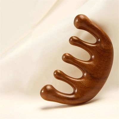 Strumento per il rilassamento del cuoio capelluto Capo di sandalo Gua Sha pettine da massaggio per la crescita dei capelli e per il dragaggio del meridiano del corpo intero