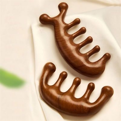 Strumento per il rilassamento del cuoio capelluto Capo di sandalo Gua Sha pettine da massaggio per la crescita dei capelli e per il dragaggio del meridiano del corpo intero