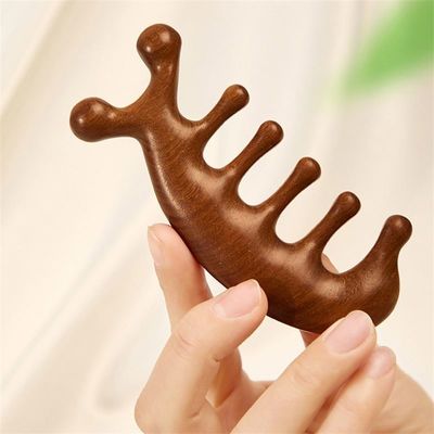 Strumento per il rilassamento del cuoio capelluto Capo di sandalo Gua Sha pettine da massaggio per la crescita dei capelli e per il dragaggio del meridiano del corpo intero