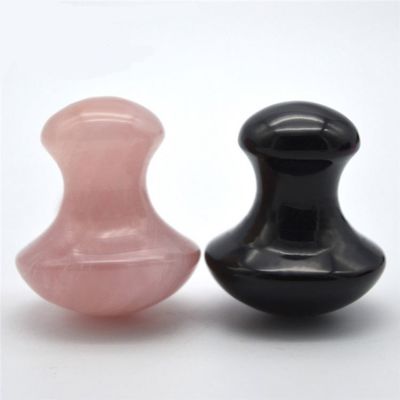 Strumento di massaggio portatile a forma di fungo di ossidiana e quarzo rosa Gua Sha con certificazione ISO9001