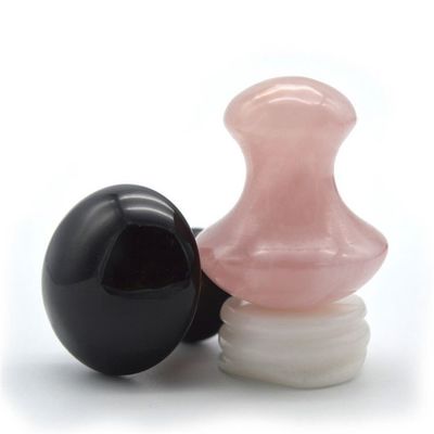 Strumento di massaggio portatile a forma di fungo di ossidiana e quarzo rosa Gua Sha con certificazione ISO9001