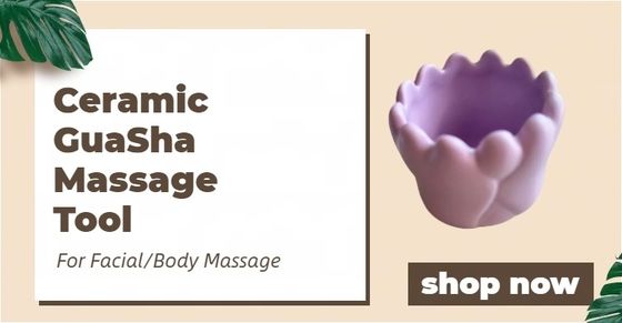Attrezzature per il massaggio del corpo Logo personalizzato Strumenti di massaggio del cuoio capelluto in ceramica bianca per Guasha viola Porcellana cura della pelle Pietra Gua sha