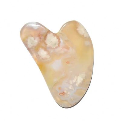Cherry Blossom Agate Heart Shape Gua Sha Board Massaggio per la cura della pelle Strumento per la fisioterapia a infrarossi