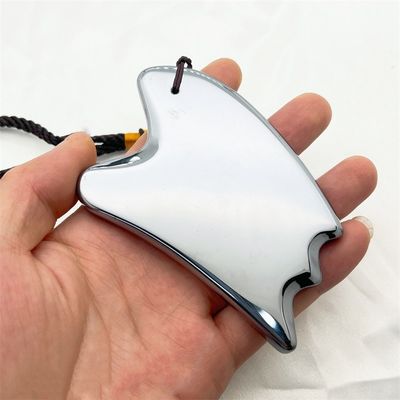 Cornice naturale Terahertz Gua Sha Massaggio Faciale Strumento Massaggiatore a forma di cuore argento per raschiare e trattare i punti di trigger