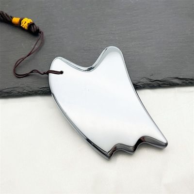 Cornice naturale Terahertz Gua Sha Massaggio Faciale Strumento Massaggiatore a forma di cuore argento per raschiare e trattare i punti di trigger