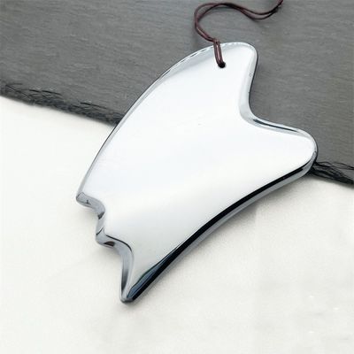 Cornice naturale Terahertz Gua Sha Massaggio Faciale Strumento Massaggiatore a forma di cuore argento per raschiare e trattare i punti di trigger