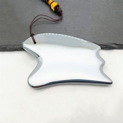 Cornice naturale Terahertz Gua Sha Massaggio Faciale Strumento Massaggiatore a forma di cuore argento per raschiare e trattare i punti di trigger