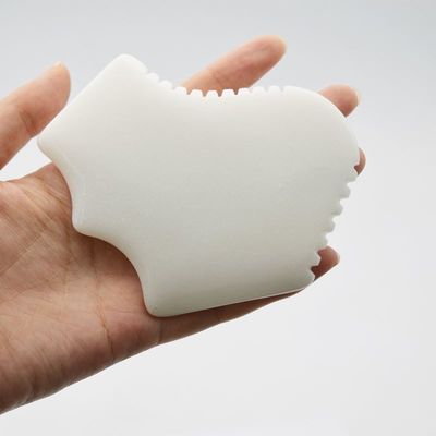 Massaggiatore Corporeo di Giada Bianca personalizzato Comodo Gua Sha Massaggio Faciale Strumento per il miglioramento della circolazione del corpo