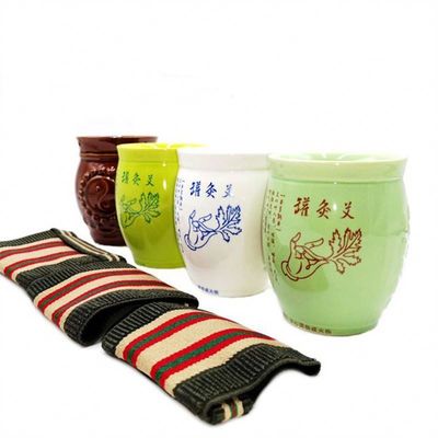 Funzione di massaggio corporeo Tazza di ceramica Gua Sha portatile per il dragaggio dei meridiani e il trattamento di moxibustione