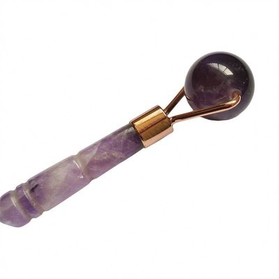 Disponibile il logo personalizzatoD Natural Amethyst Jade Roller Purple Quartz Facial Massage Roller per la bellezza del viso piccolo
