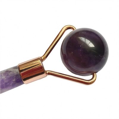 Disponibile il logo personalizzatoD Natural Amethyst Jade Roller Purple Quartz Facial Massage Roller per la bellezza del viso piccolo