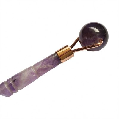Disponibile il logo personalizzatoD Natural Amethyst Jade Roller Purple Quartz Facial Massage Roller per la bellezza del viso piccolo