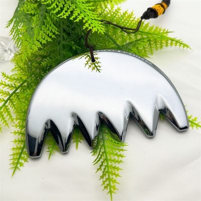 Massaggio Corporeo Argento Seis denti Terahertz Gua Sha Tavola Scalp pettine Guasha Energia Pietra Testa Massaggiatore Salute Salone di bellezza Strumento