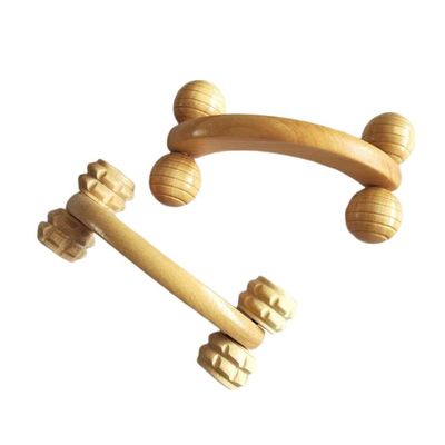 Carrozzino a rotelle di legno massello a mano con manico Massaggio muscolare e strumento manuale Guasha per la cura della salute del corpo