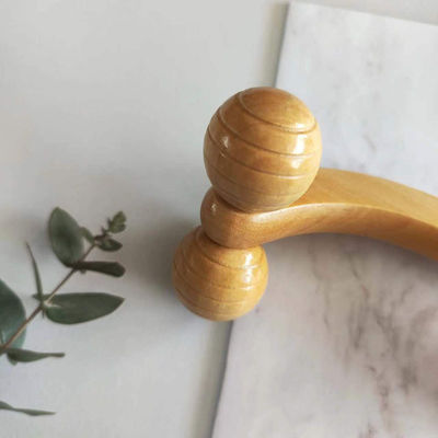 Carrozzino a rotelle di legno massello a mano con manico Massaggio muscolare e strumento manuale Guasha per la cura della salute del corpo