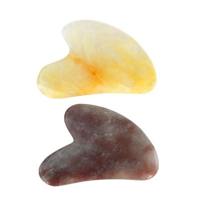 2024 Naturale Fragola Cristallo Giada Gua Sha Forma Cuore Faccia Raschiatura Massaggio Guasha Tavola per Massaggio Area Corpo Intero
