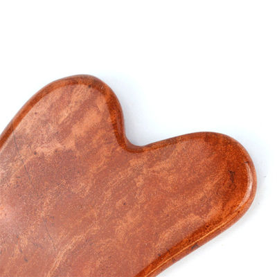 Massaggio Corporeo Strumento Rosso Jasper Guasha Strumento Giada Pietra Faciale Scraper per la cura della pelle Logo personalizzato Forma di cuore Faccia Strumento Massaggiatore Gua Sha