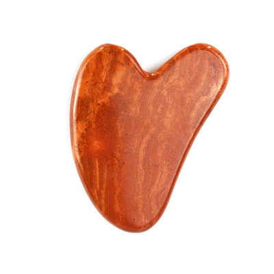 Massaggio Corporeo Strumento Rosso Jasper Guasha Strumento Giada Pietra Faciale Scraper per la cura della pelle Logo personalizzato Forma di cuore Faccia Strumento Massaggiatore Gua Sha