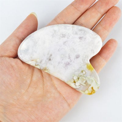 Logo personalizzato disponibile in forma di cuore Sakura Agate Giada Gua Sha Strumento facciale per massaggi Strumenti naturali Guasha Strumenti facciale