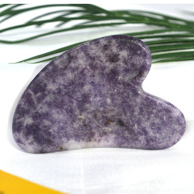 Attrezzature per il massaggio del corpo Forma di cuore naturale Pietra viola Gua Sha Scraping Board per il rilassamento muscolare e la salute della pelle Spa