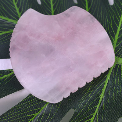 Logo personalizzato Shell Shape Rose Quartz Gua Sha Massage Tool per massaggi muscolari e cura della pelle Spa attrezzature di bellezza