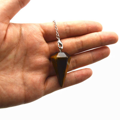 Squisito occhio di tigre naturale chakra pendolo cristallo pendente collana per uomini e donne bohémien