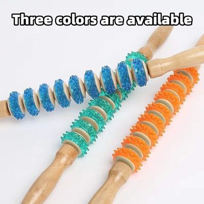 Muscoli del corpo Roller di massaggio anti cellulite Perdita di peso Rilassamento del corpo intero Strumenti di massaggio per la terapia del legno Roller in PVC a nove ruote
