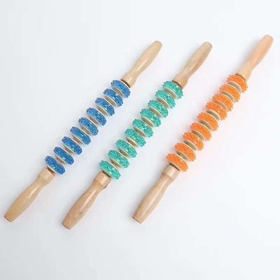 Muscoli del corpo Roller di massaggio anti cellulite Perdita di peso Rilassamento del corpo intero Strumenti di massaggio per la terapia del legno Roller in PVC a nove ruote