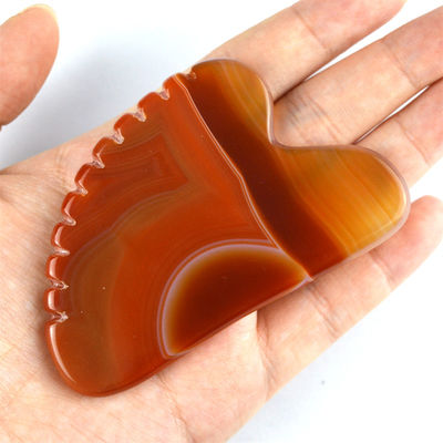 Forma di cuore Carnelia Gua Sha Scraping Massaggio Tavola Con Denti Agata Rossa Guasha Massaggiatore Faciale Corpo Massaggiatore Spa Spa Relax Tool per Spa