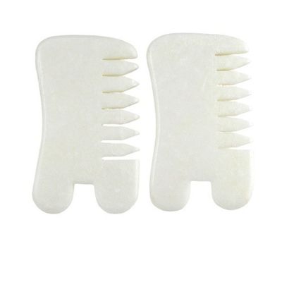 Giada Bianca Guasha Acciaio per capelli Massaggio Scraping Massaggio Strumento Gua Sha pettine Giada Per viso collo Testa E Corpo