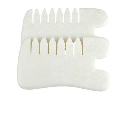 Giada Bianca Guasha Acciaio per capelli Massaggio Scraping Massaggio Strumento Gua Sha pettine Giada Per viso collo Testa E Corpo